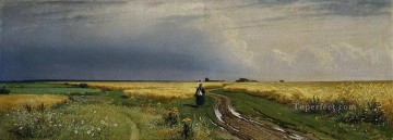 350 人の有名アーティストによるアート作品 Painting - ライ麦の中の道 1866 古典的な風景 イワン・イワノビッチ